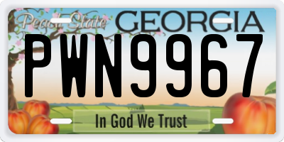 GA license plate PWN9967