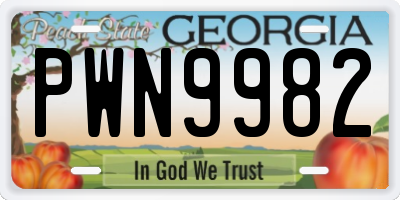 GA license plate PWN9982