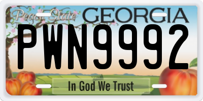 GA license plate PWN9992