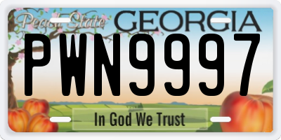 GA license plate PWN9997