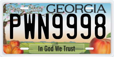 GA license plate PWN9998