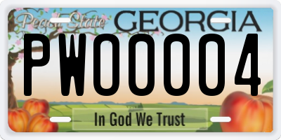 GA license plate PWO0004