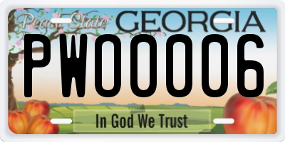 GA license plate PWO0006