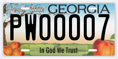 GA license plate PWO0007