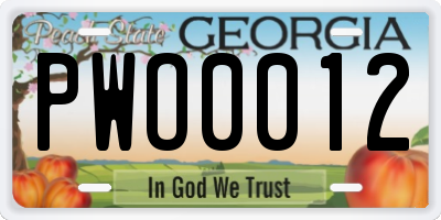 GA license plate PWO0012