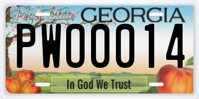 GA license plate PWO0014