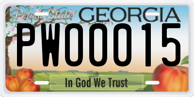 GA license plate PWO0015