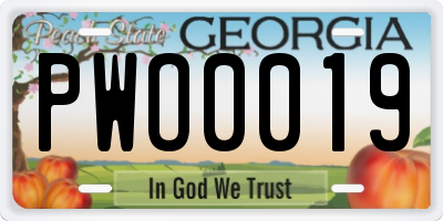 GA license plate PWO0019