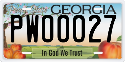GA license plate PWO0027