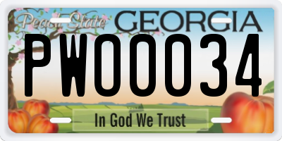 GA license plate PWO0034