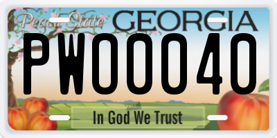 GA license plate PWO0040