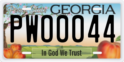 GA license plate PWO0044