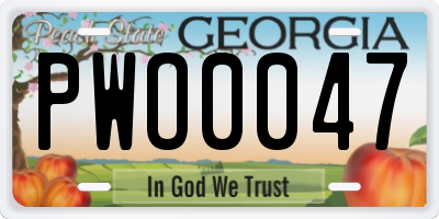 GA license plate PWO0047