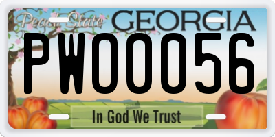 GA license plate PWO0056