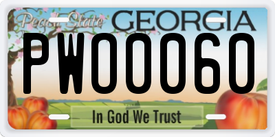 GA license plate PWO0060