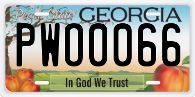 GA license plate PWO0066