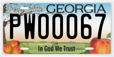 GA license plate PWO0067