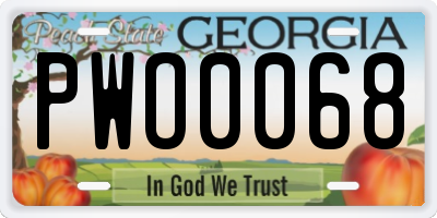 GA license plate PWO0068