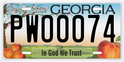 GA license plate PWO0074