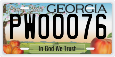 GA license plate PWO0076