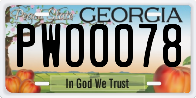 GA license plate PWO0078