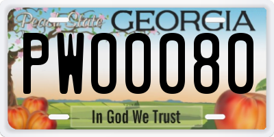 GA license plate PWO0080