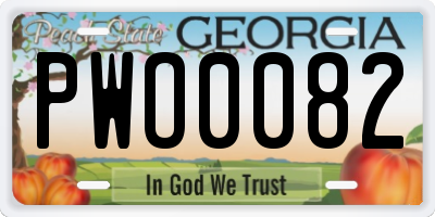 GA license plate PWO0082
