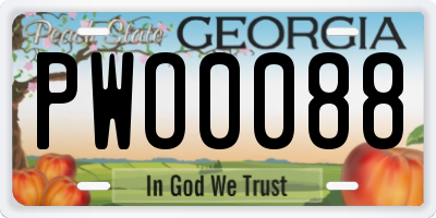 GA license plate PWO0088