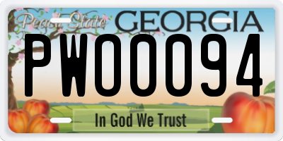 GA license plate PWO0094
