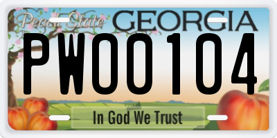 GA license plate PWO0104