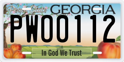 GA license plate PWO0112