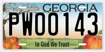 GA license plate PWO0143