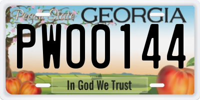 GA license plate PWO0144