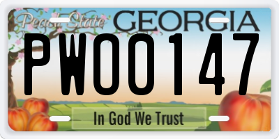 GA license plate PWO0147
