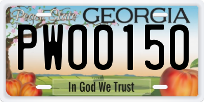 GA license plate PWO0150