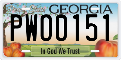 GA license plate PWO0151