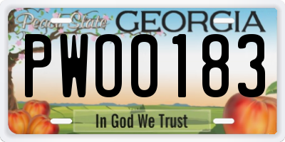 GA license plate PWO0183