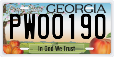 GA license plate PWO0190