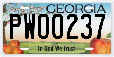 GA license plate PWO0237