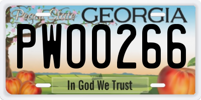GA license plate PWO0266