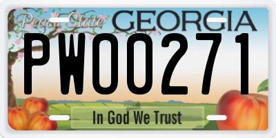 GA license plate PWO0271