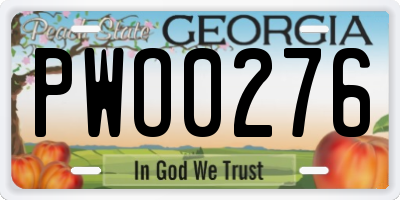 GA license plate PWO0276
