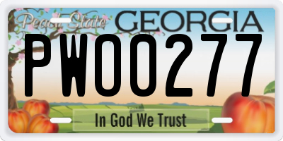 GA license plate PWO0277