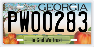 GA license plate PWO0283