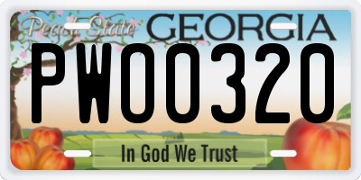 GA license plate PWO0320