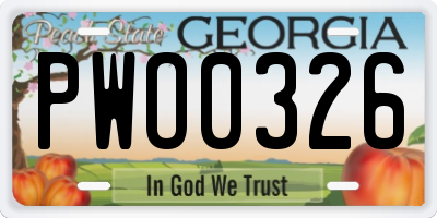 GA license plate PWO0326