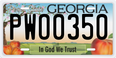 GA license plate PWO0350