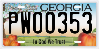 GA license plate PWO0353