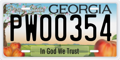 GA license plate PWO0354