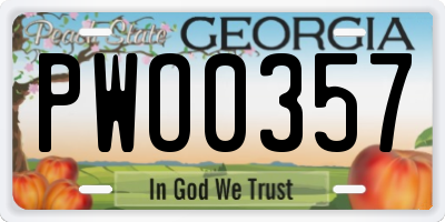 GA license plate PWO0357